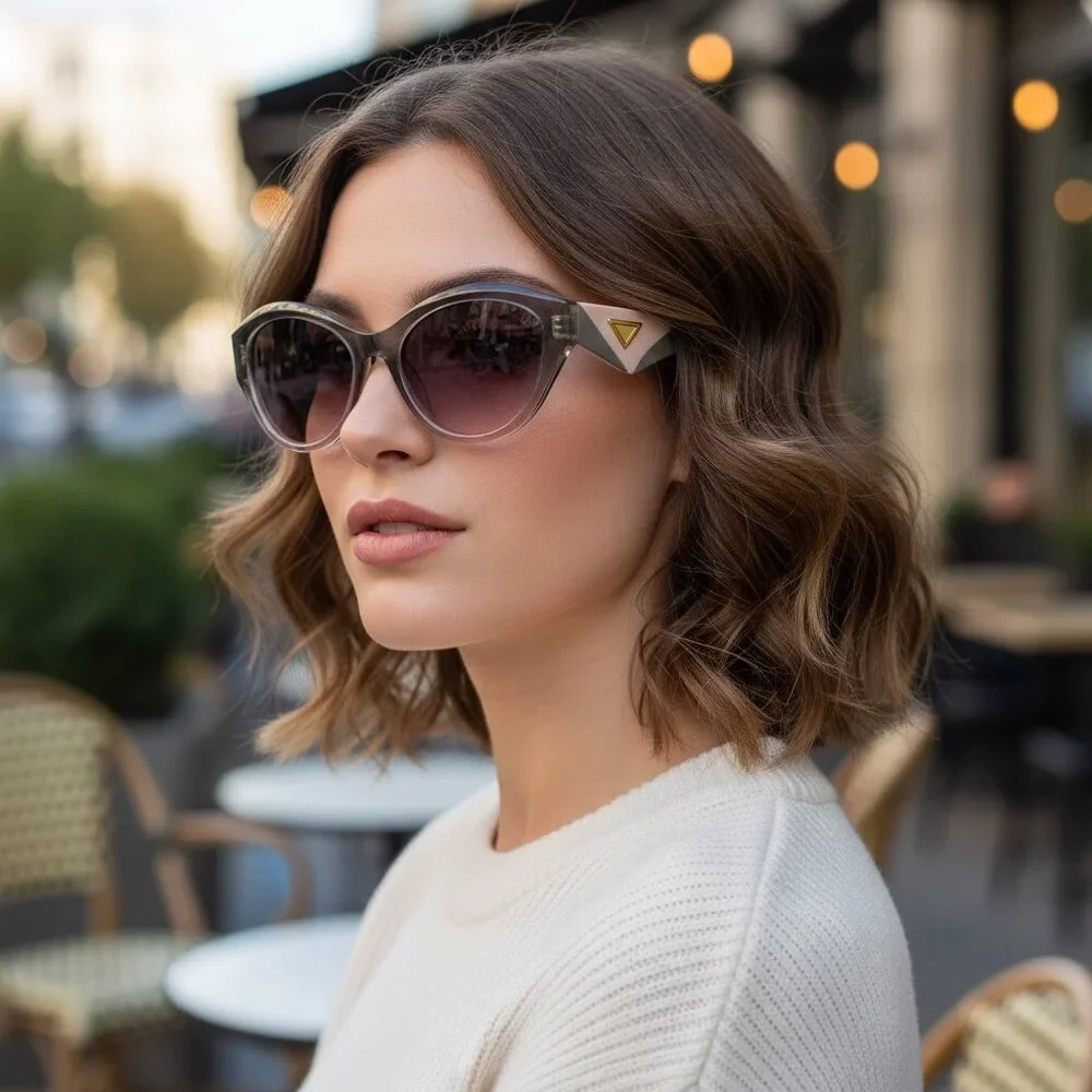 NEW Art Deco Chic Trendy Pink Grey Sunglasses - Picture 1 of 5